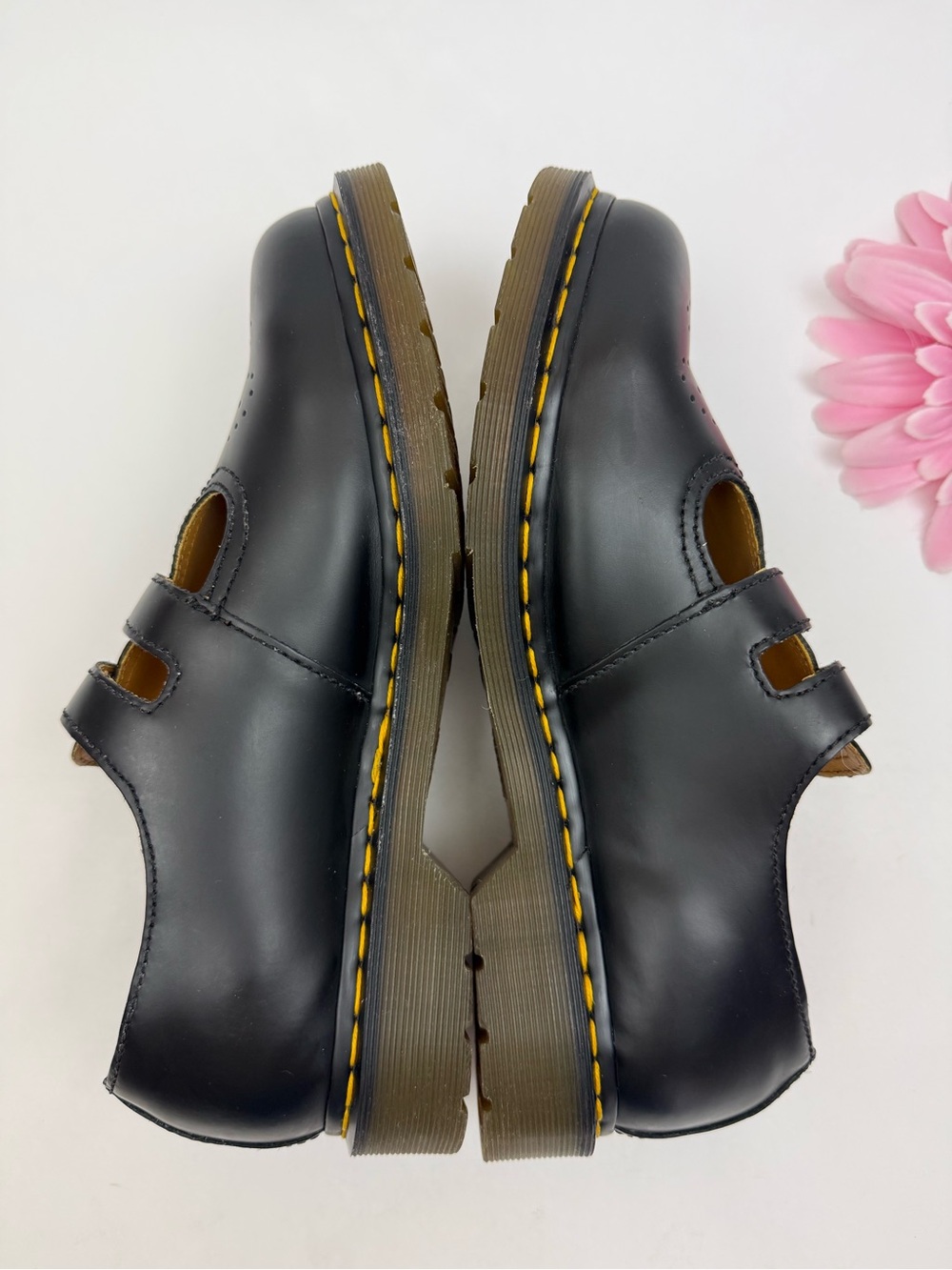 Dr. Martens Smooth Leather Mary Jane Shoes Black Double Buckle Perforated - Picture 7 of 15